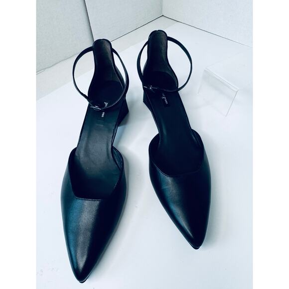 Paul Green Black Leather Ankle Strap Heels  UK 8.5/US 11 Block Heel Pointed Toe - Picture 9 of 10